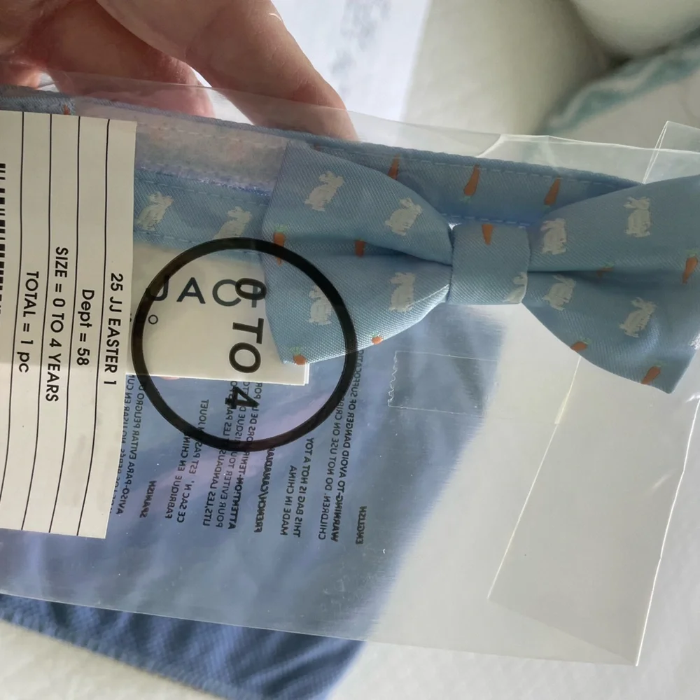 Janie and Jack Light Blue Bow Tie with Animal Design